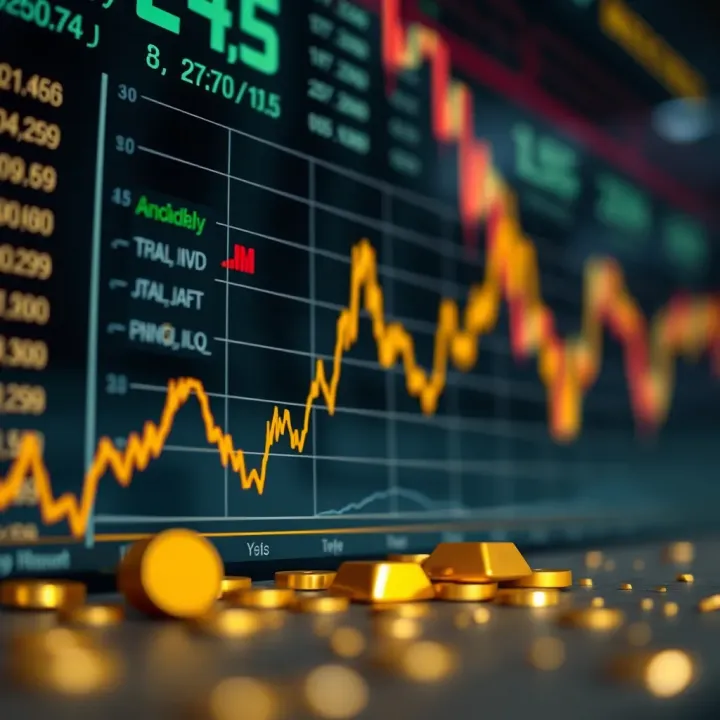 Gold Price Trends Influenced by Economic and Policy Factors in Pakistan Graph showing fluctuating gold prices with economic and policy indicators in the background