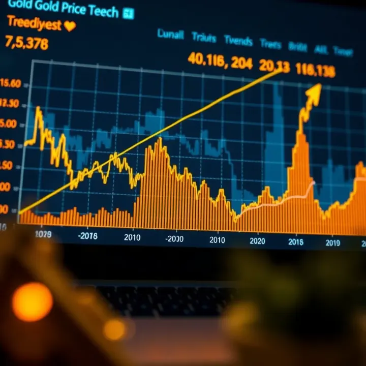 Graph showing upward and downward trends in gold prices over time