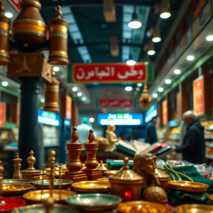 Guidance for Halal Trade Practices Representation of halal trade practices with symbols of fairness and ethical commerce in a marketplace