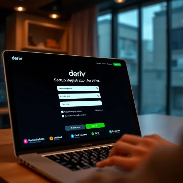 User interface of Deriv platform showing account registration options
