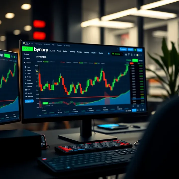 Binary.com Platform Interface Highlighting Binary Options Trading Features Binary.com trading platform interface showcasing binary options trading setup and charting features