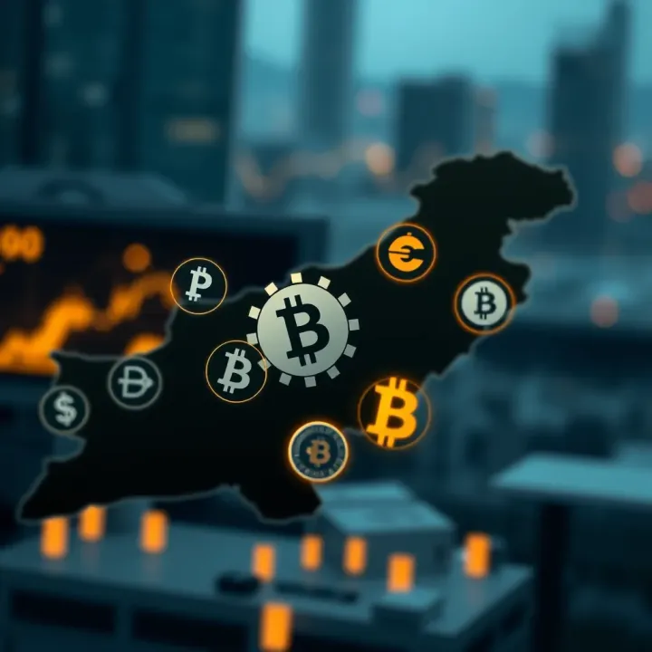Shariah-Compliant Investment Opportunities for Pakistani Investors Graphic depicting a map of Pakistan with icons representing Shariah-compliant investment options and digital currency symbols