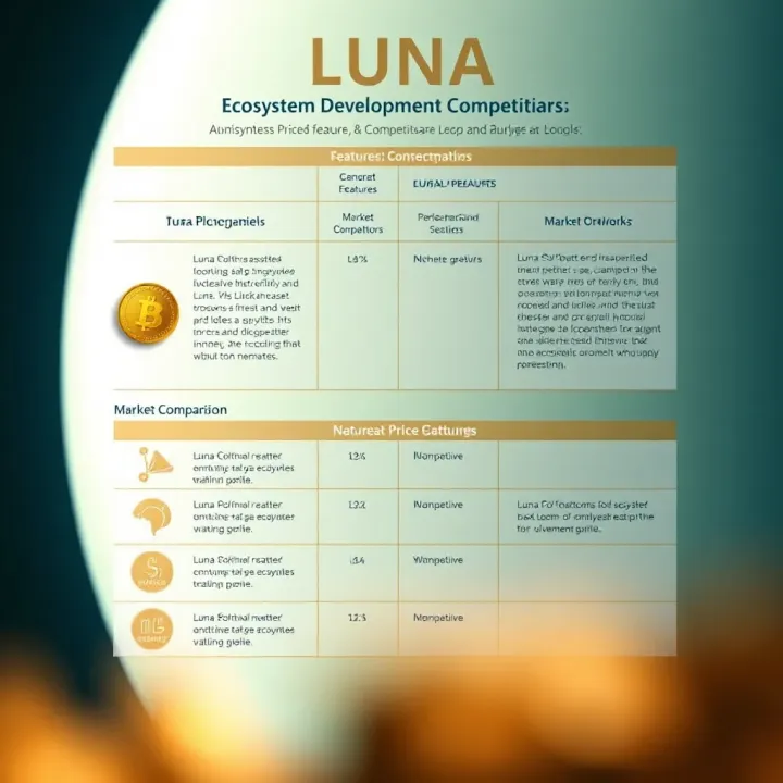 Luna Ecosystem Development and Competitor Comparison Infographic comparing Luna ecosystem features and competitors with risk factors highlighted
