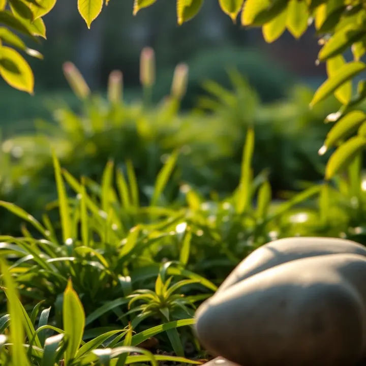 Calm nature scene with soothing greenery and soft sunlight symbolizing relaxation techniques