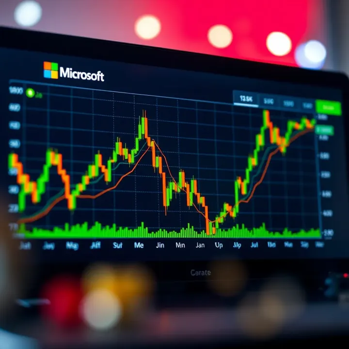 Microsoft Share Price Trends Over Time Graph showing fluctuations in Microsoft stock price over time with key trend lines