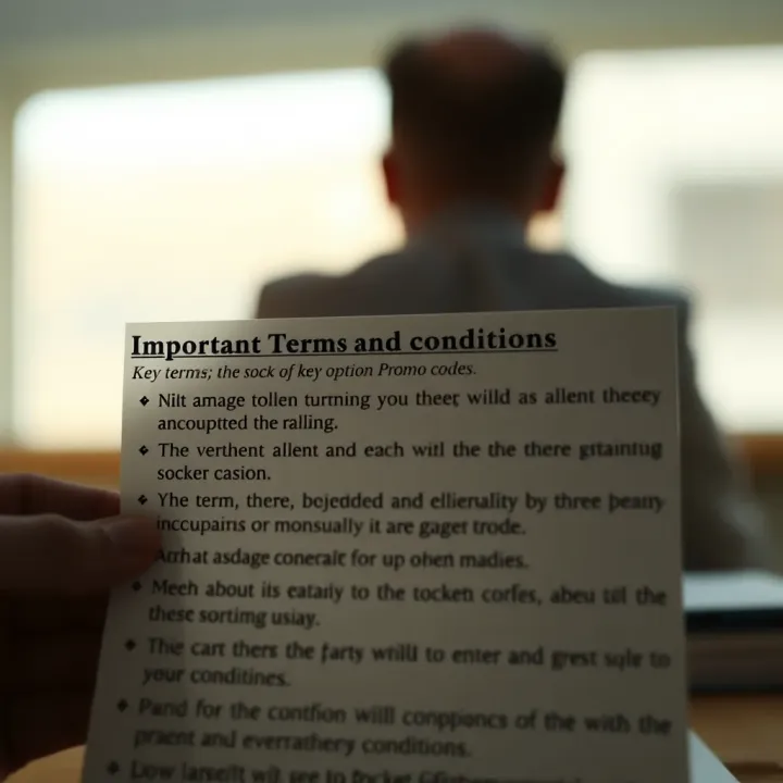 Illustration of key terms and conditions highlighted for Pocket Option promo code usage