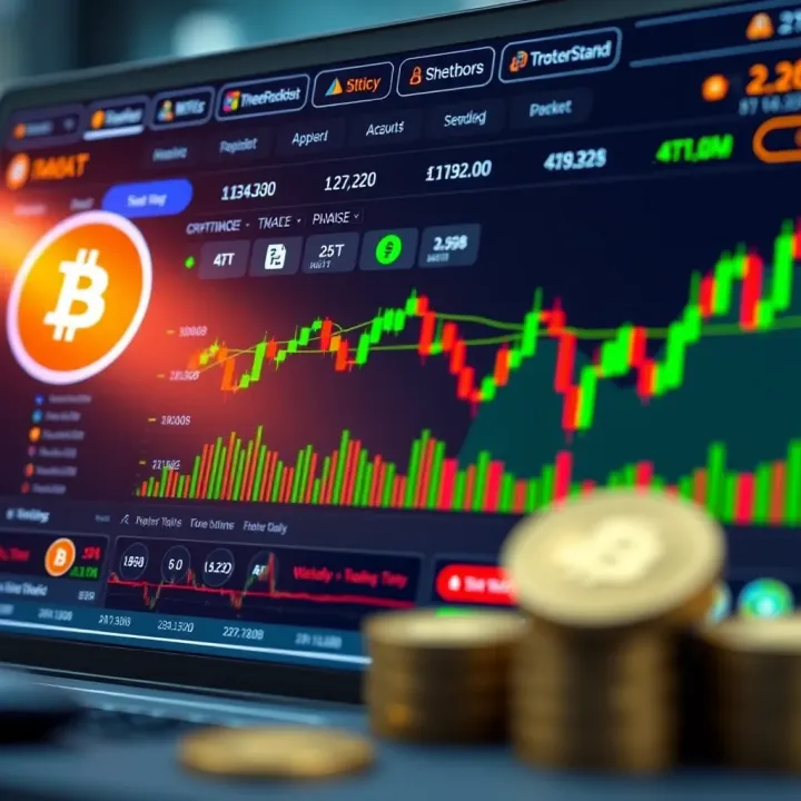 Cryptocurrency Trading Tools and Platform Overview Digital interface displaying various cryptocurrency trading options and tools