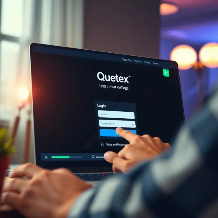 User entering login credentials on Quetex platform