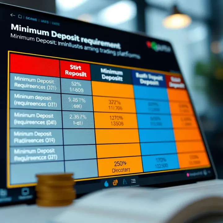 Minimum Deposit Requirements Compared Among Trading Platforms Comparison chart showing minimum deposit requirements across different trading platforms