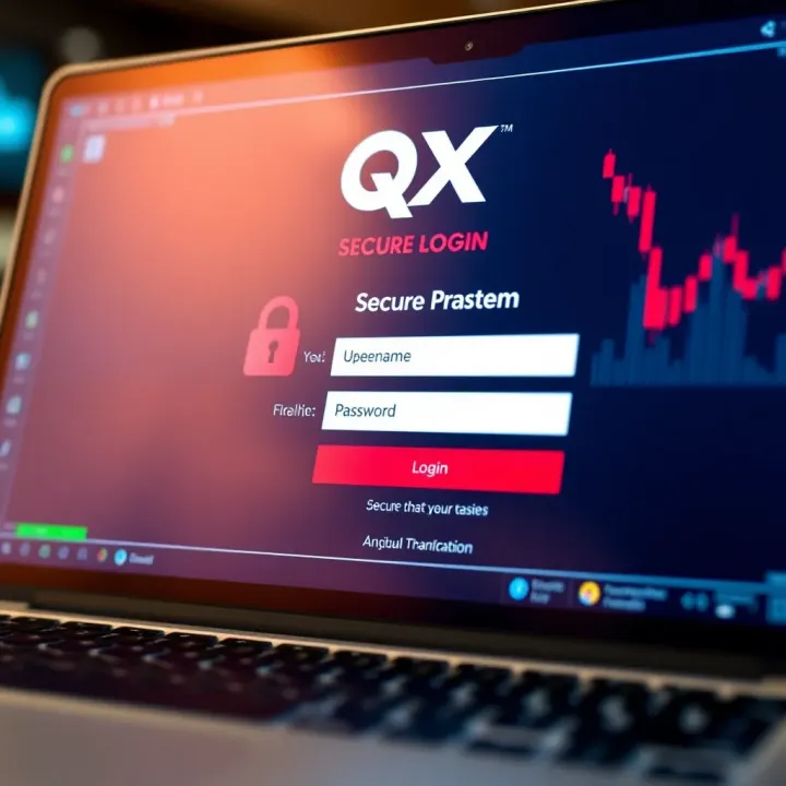Secure login screen of QX Broker platform showing username and password fields