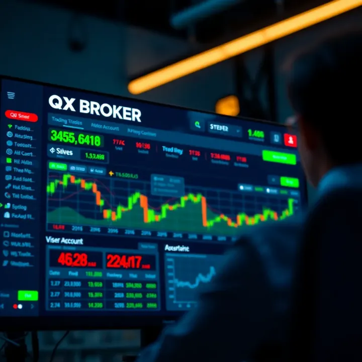 QX Broker Trading Account Dashboard Overview User dashboard of QX Broker displaying trading account overview and navigation menu