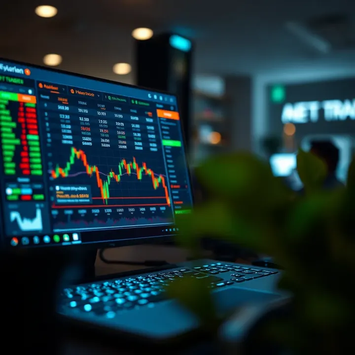 Secure Online Trading Environment with Advanced Encryption Secure online trading environment with encrypted data and financial icons