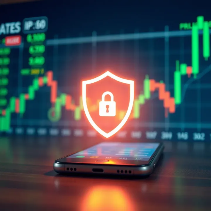 Security and Regulatory Compliance in Trading Apps Illustration of mobile device with security shield symbol representing app security and regulatory compliance