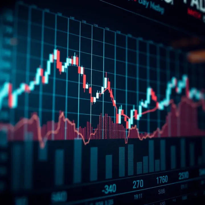 Illustration of Financial Market Trends in CFD Trading Graph showing fluctuating financial market trends with upward and downward movements