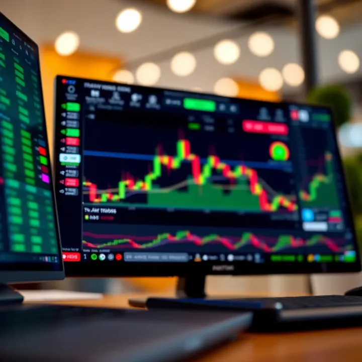 TradingView Platform Interface for Binary Options Interface showing TradingView platform with binary options chart and trading indicators