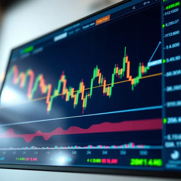 Interactive financial chart displaying candlestick patterns and technical indicators on TradingView platform