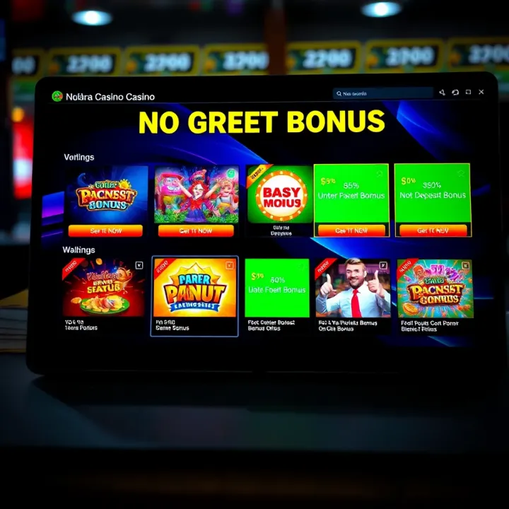 Online casino interface showing various game options and bonus offer notifications
