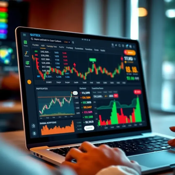Quotex Platform Overview with Trading Options and Market Charts User interface showing Quotex trading options and market charts