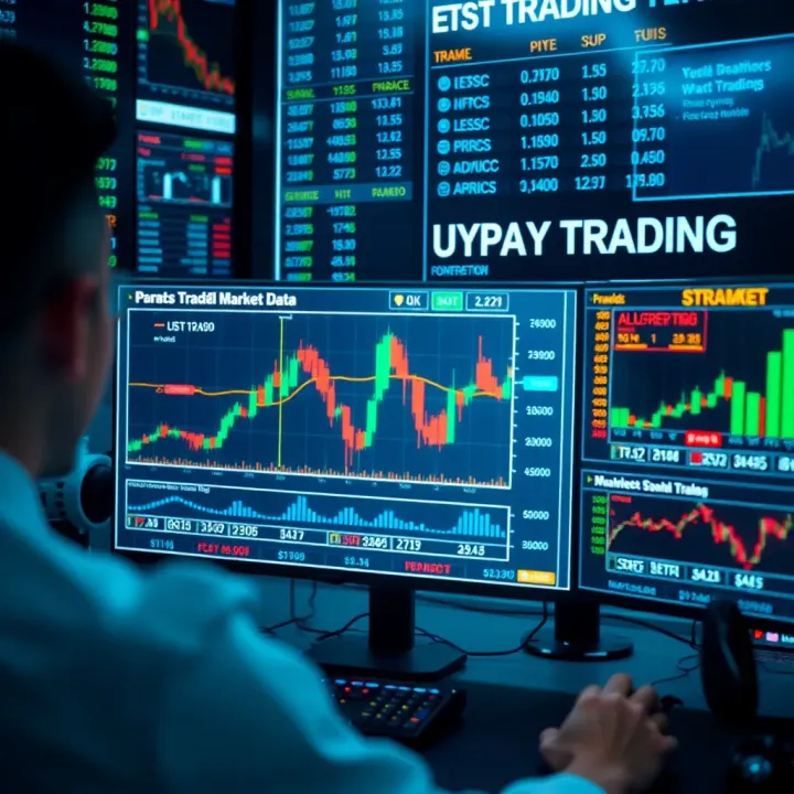 Automated Trading System Analyzing Market Data Diagram showing an automated trading system analyzing market data and executing trades