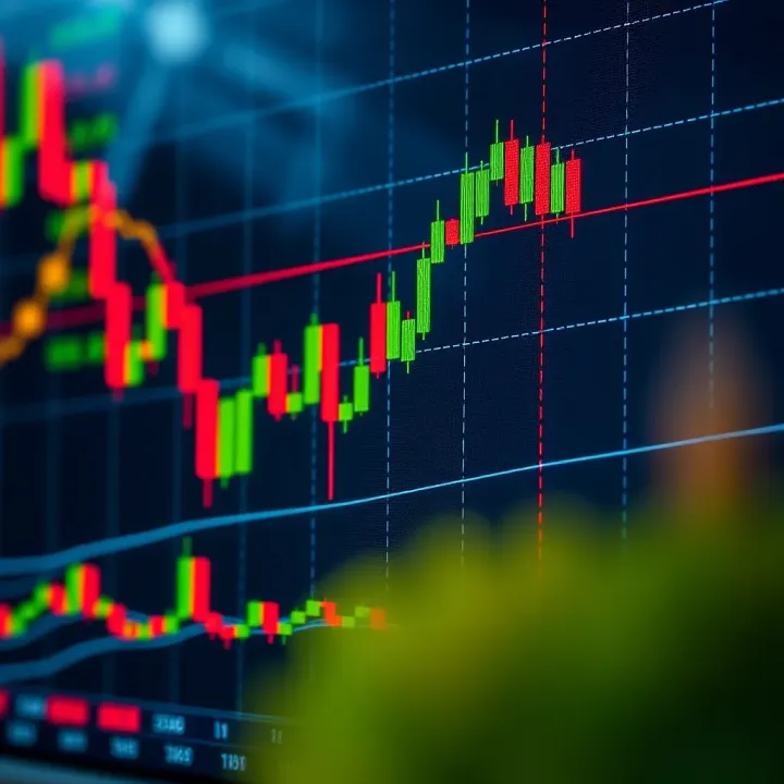 Candlestick Chart with Technical Indicators Detailed candlestick chart showing price movements with technical indicators