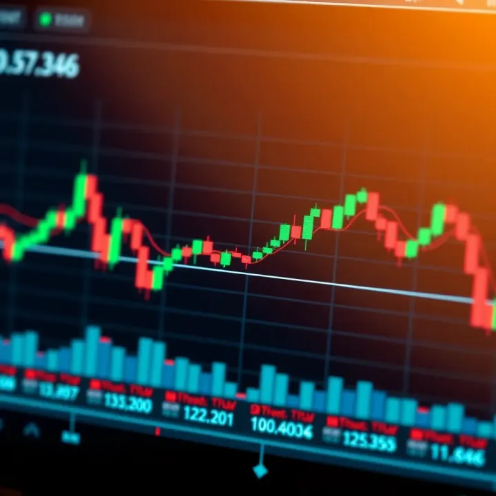 Line Chart Featuring Price Movements and Technical Analysis Tools Line graph illustrating price movements with key technical indicators like moving averages and RSI