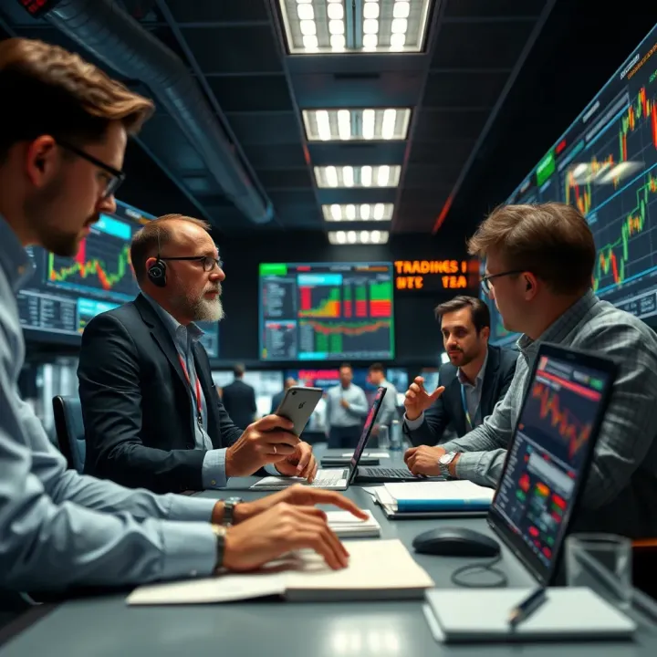 Dynamic Trading Chat Platform Facilitating Real-Time Market Insights Traders actively exchanging market insights and strategies on a digital chat platform