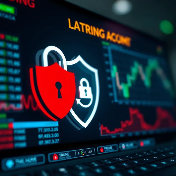 Secure Trading Platform Login Interface Secure login interface with shield icon highlighting online trading platform security features