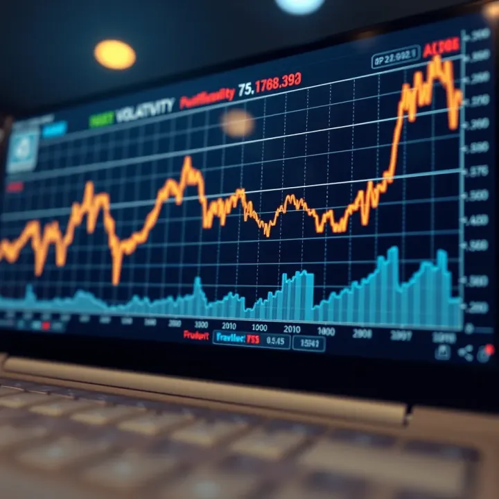 Graph showing fluctuations in market volatility representing the Volatility 75 Index