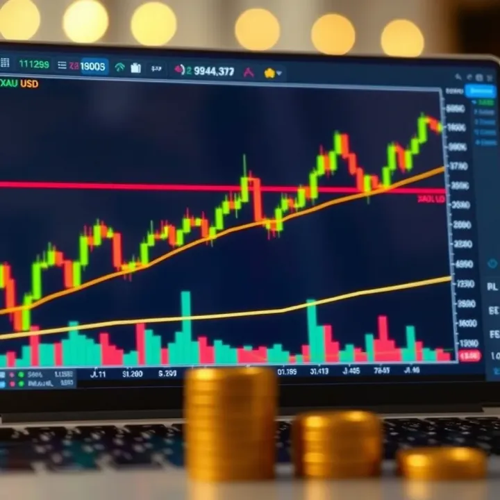 Support and Resistance Levels in XAU/USD Trading Graph illustrating support and resistance levels along with trend lines on gold price chart