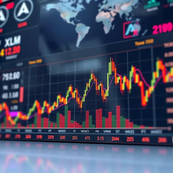 Stellar Lumens Price Movement Overview Graph depicting fluctuating Stellar Lumens price trends with market indicators